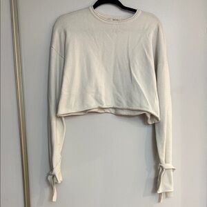 MOVING SALE Forever 21 Cream Tie-Sleeve Crop Sweater